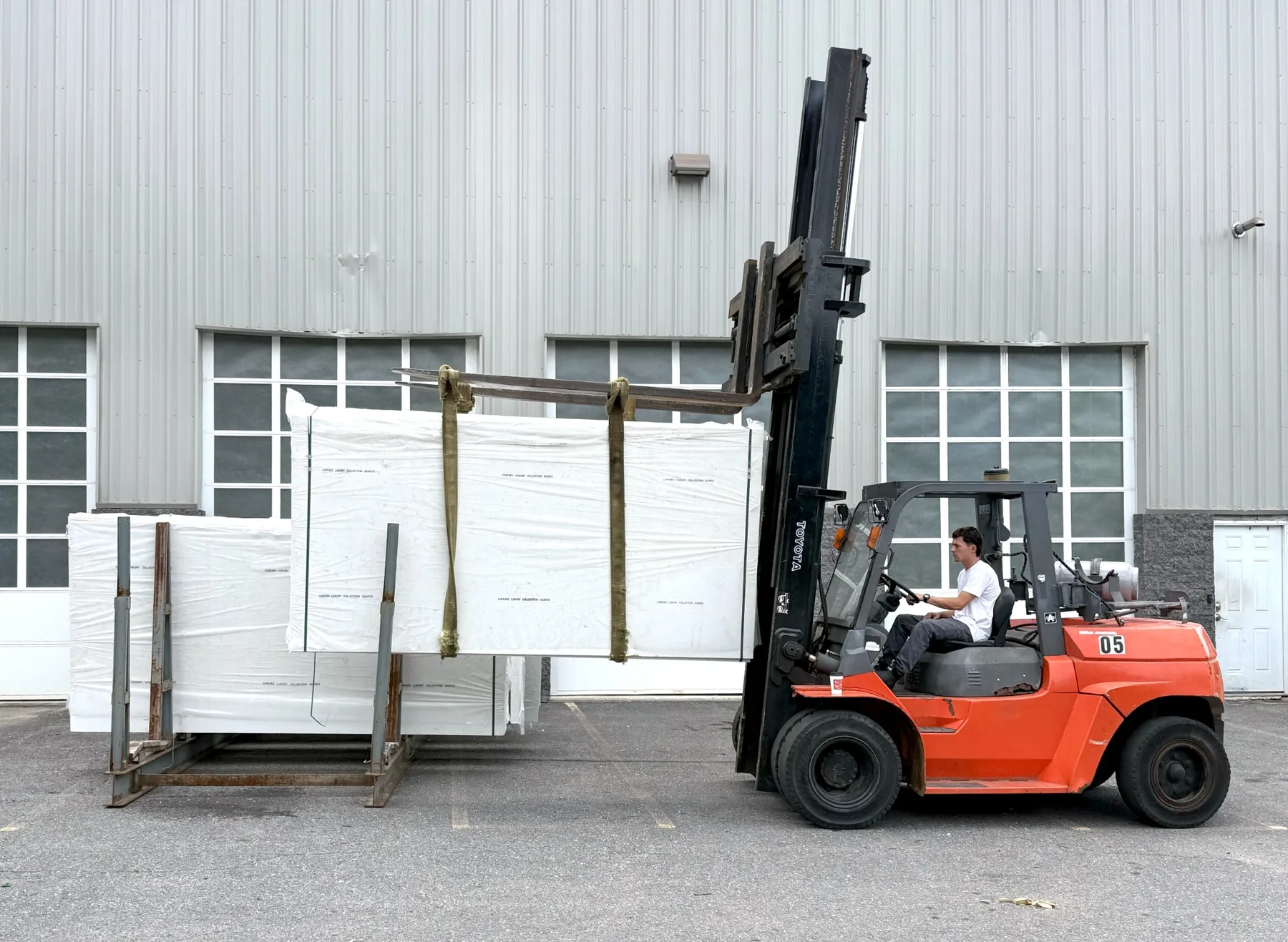 Stone handling equipment at Caruso Stone Supply