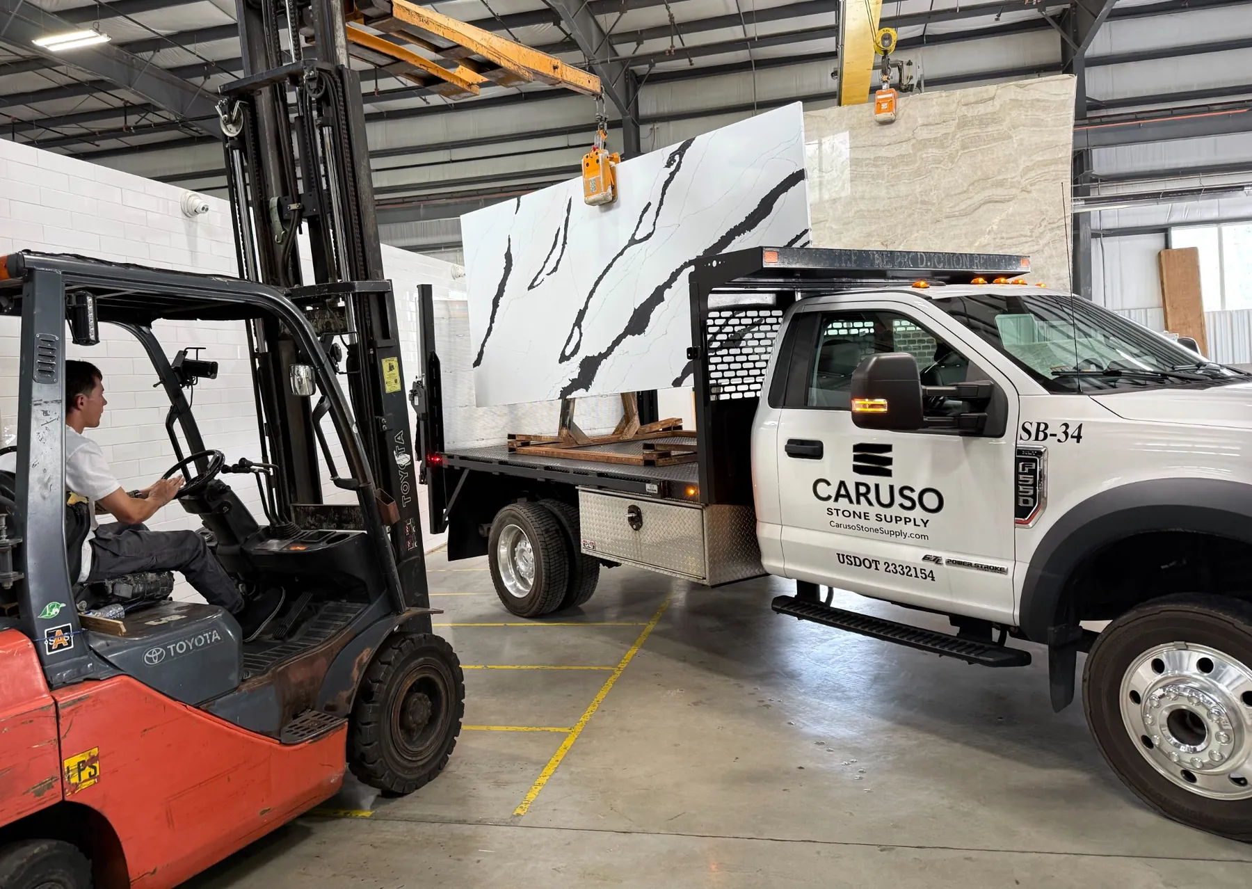 Caruso Stone Supply truck being loaded