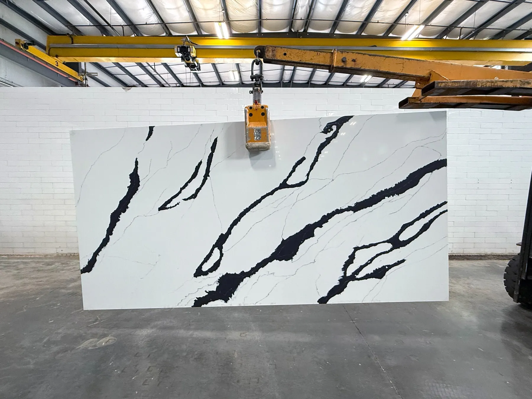 Statement natural stone slab on display at Caruso Stone Supply